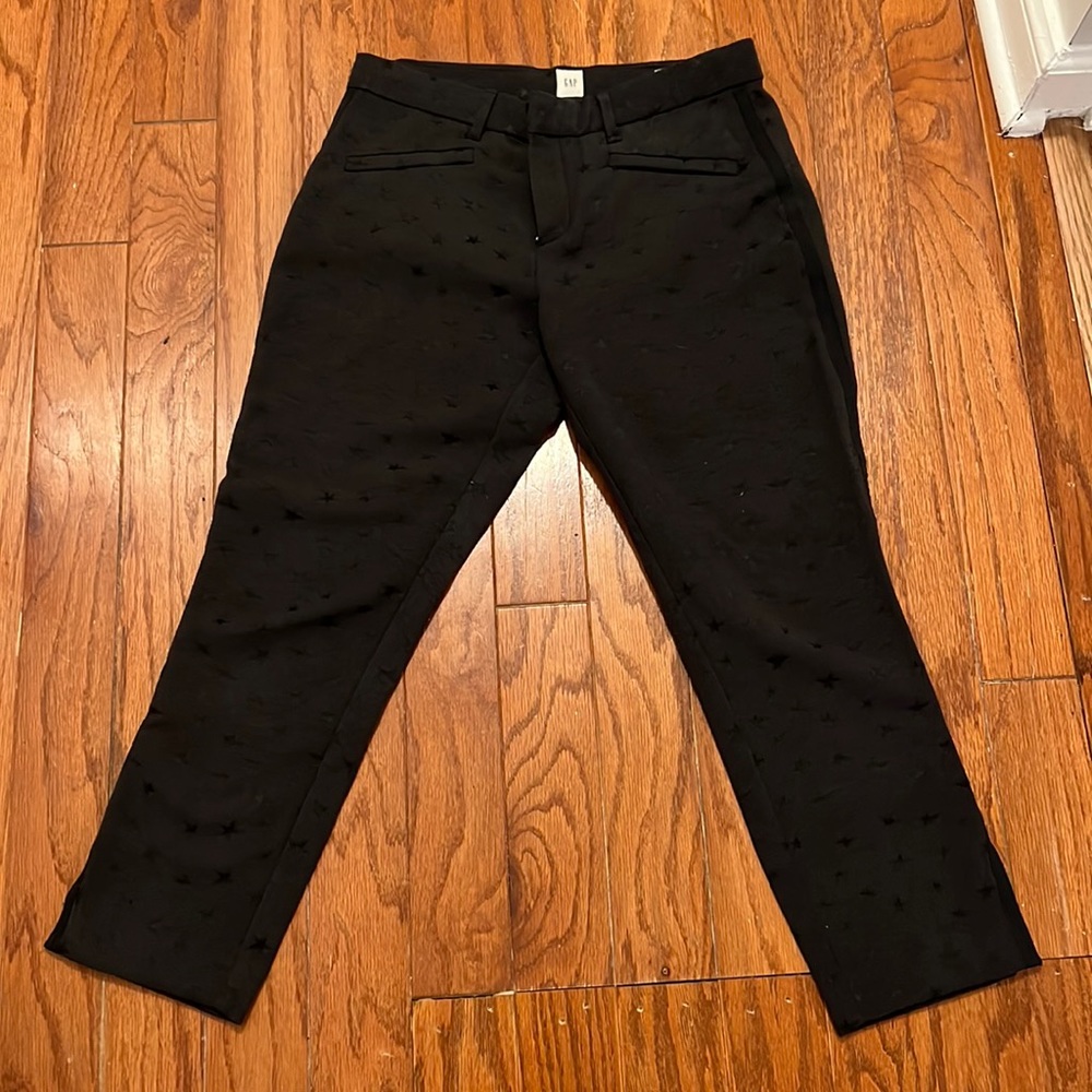 Gap Petite Women’s Ankle Crop Pants with Star Pattern & Tuxedo Accent
